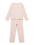 Cotton Long Pyjamas Pyjamas Sett Pink Mango