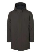 Slhfranklin Urban Tech Parka Noos Parkas Jakke Brown Selected