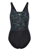 Womens Hyperboom Placement Muscleback Sport Swimsuits Black Speedo