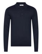 Ecovero L/S Polo Tops Knitwear Long Sleeve Knitted Polos Navy Lindberg...