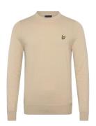 Cotton Merino Crew Neck Jumper Tops Knitwear Round Necks Beige Lyle & ...