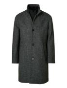 Slhrainar Wool Blend Coat Noos Ullfrakk Frakk Grey Selected