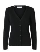 Slfcarly Ls Knit Cardigan Tops Knitwear Cardigans Black Selected
