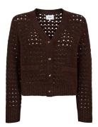 Nuriette Dot Pointelle Cardigan Tops Knitwear Cardigans Brown Nümph