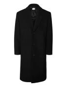 Slhmilos Wool Blend Relaxed Coat #S Ullfrakk Frakk Black Selected