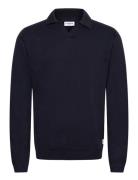 Splitneck Recycled Yarn Knit Tops Knitwear Long Sleeve Knitted Polos N...