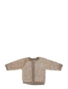 Cardigan W. Zipper, Bouclé Merino Wool, Natur Melange Outerwear Fleece...