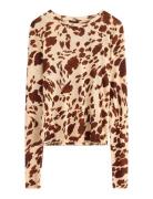 Top Kristin Tops T-shirts & Tops Long-sleeved Beige Lindex