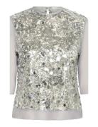 Davinaiw Blouse Tops Blouses Short-sleeved Silver InWear