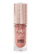Revolution Pout Bomb Shimmer Gloss Glimmer Nude Lipgloss Sminke Pink R...