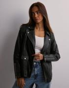 Selected Femme - Svart - Slfmadison Leather Jacket B Noos