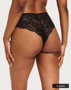 Pieces - Svart - Pclina Lace Wide Brief 2-Pack Noos