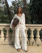 Nelly - Hvit - Pull On Tassel Linen Pants