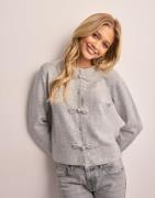 Nelly - Grå - Bow Knit Cardigan