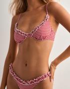 Nelly - Rød - Frill Check Bikini Bra