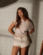 Nelly - Beige - Wide Neck Knit Top