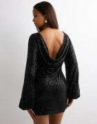 Nelly - Svart - Sparkling Cowlneck Dress