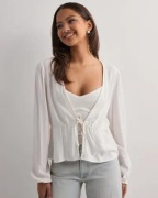 Vero Moda - Hvit - Vmmymilo L/S Tie-Detail Top Wvn Ga