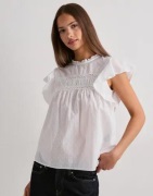 Vero Moda - Hvit - Vmtrine Sl Lace Top Wvn Ga Noos
