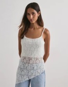 Pieces - Hvit - Pcariana Sl Asymmetric Lace Top D2D