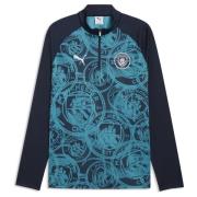 MCFC Warm Up 1/4 Zip Top Deep Navy-Tropical Blue